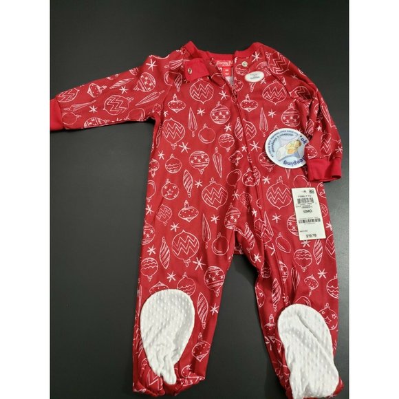 Family Pajamas Baby Ornament Print Footed Pajamas Red Size 12 Mo - Picture 3 of 7